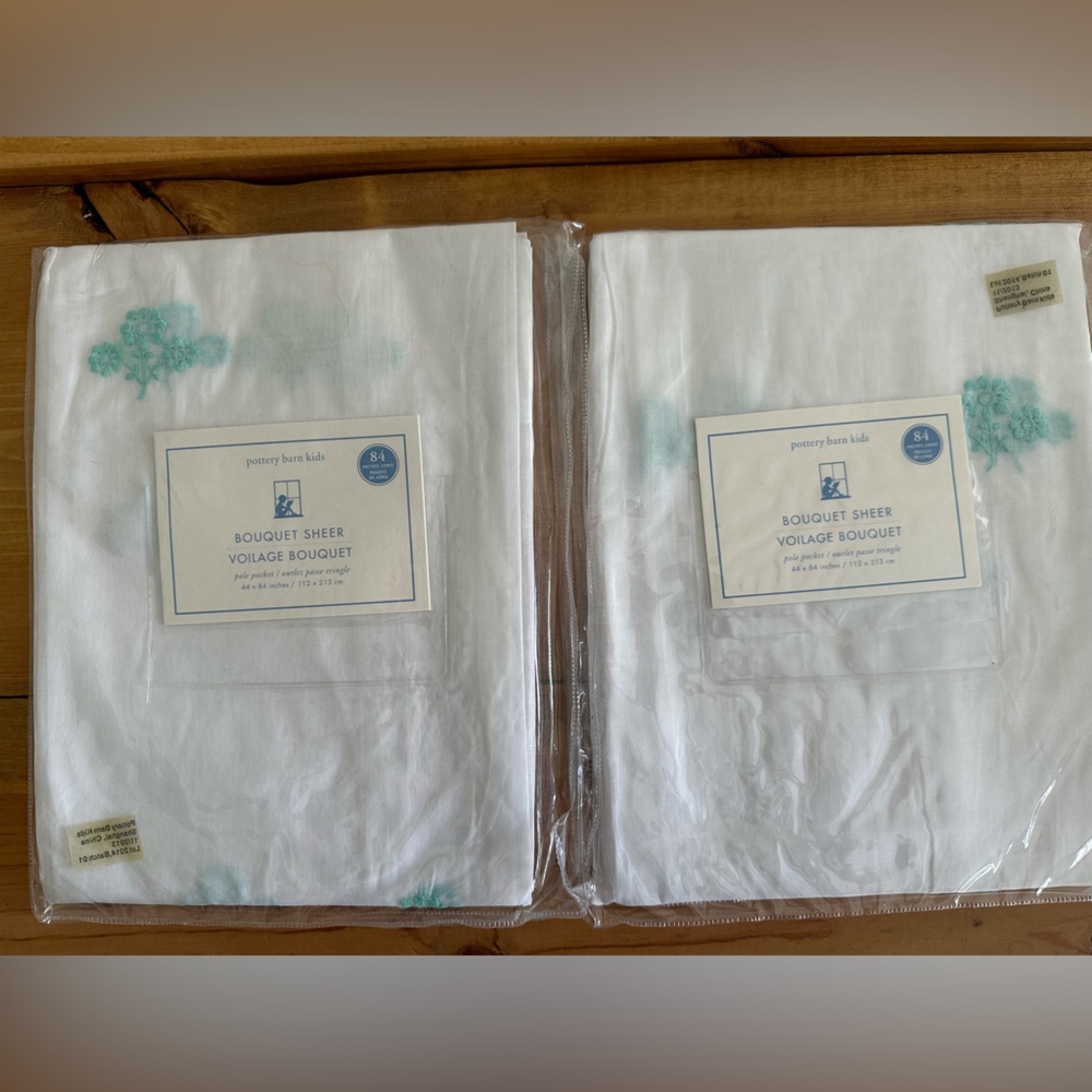 Set of 2 Pottery Barn Kids Bouquet Sheer Curtains 84” x 44”